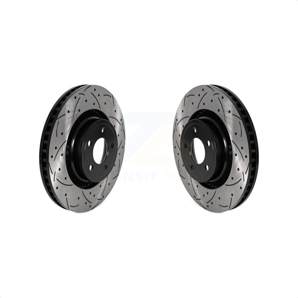 Front Coated Drilled Slotted Disc Brake Rotors Pair For Ford Mustang KD-100584