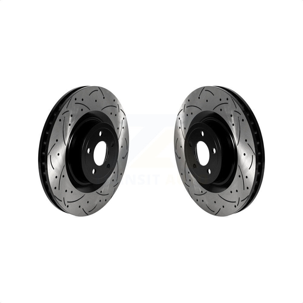 Front Coated Drilled Slotted Disc Brake Rotors Pair For Ford Mustang KD-100585