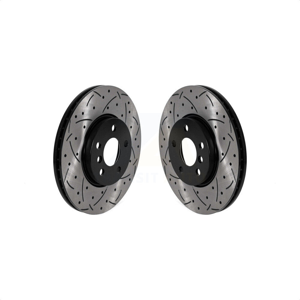 Front Coated Drilled Slotted Disc Brake Rotors Pair For Mini Cooper Countryman Clubman KD-100586