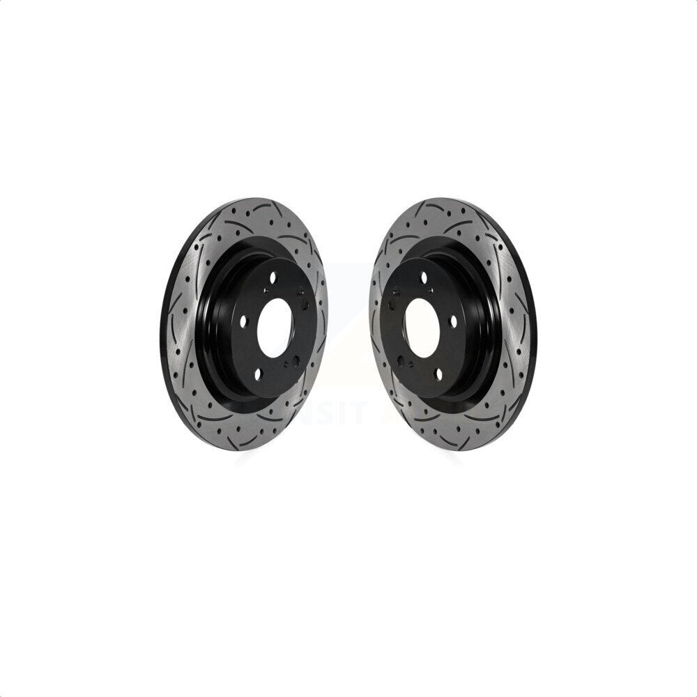 Rear Coated Drilled Slotted Disc Brake Rotors Pair For 2017-2021 Honda Civic Type R KD-100589
