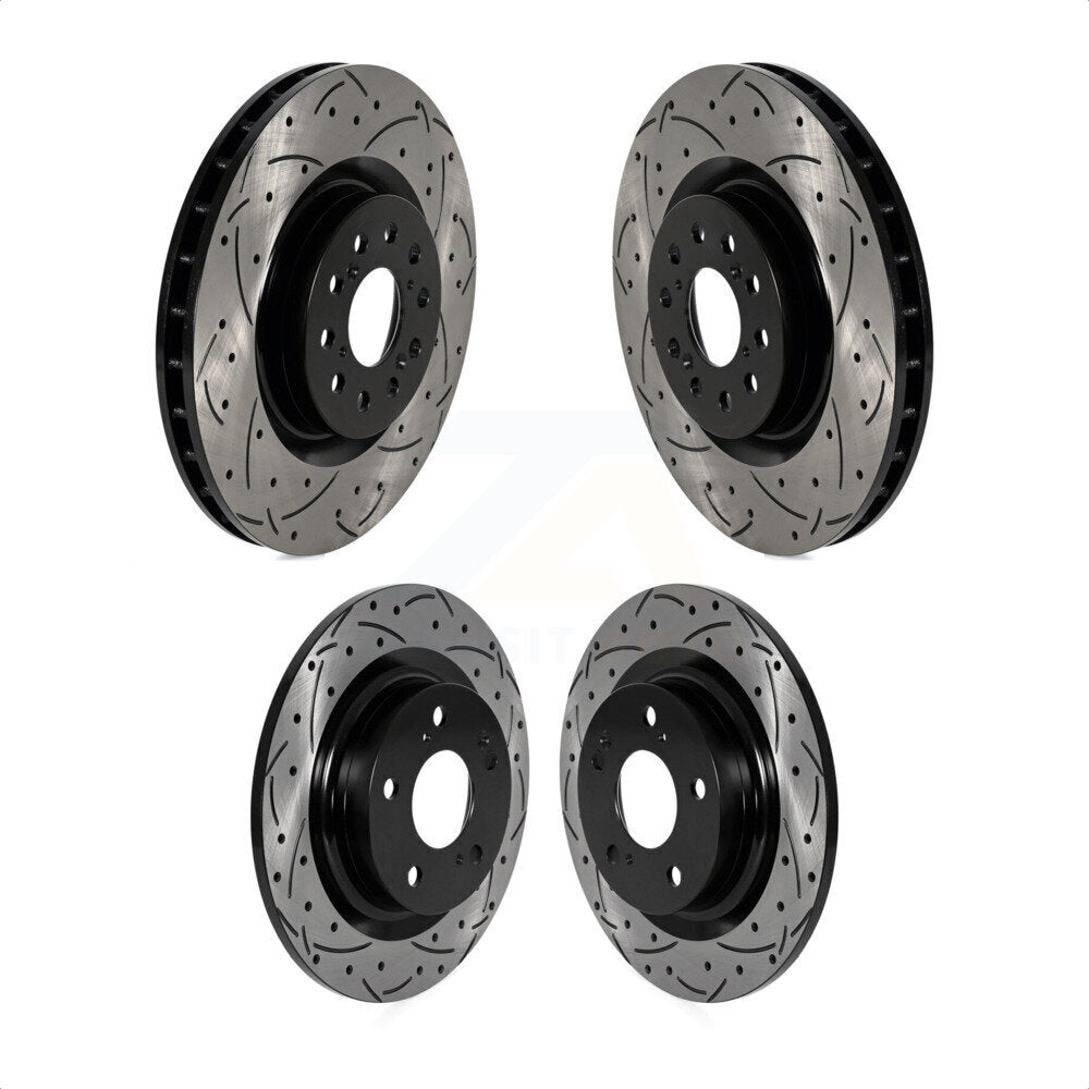 Front Rear Coated Drilled Slotted Disc Brake Rotors Kit For 2017-2020 Honda Civic Type R KD-100593