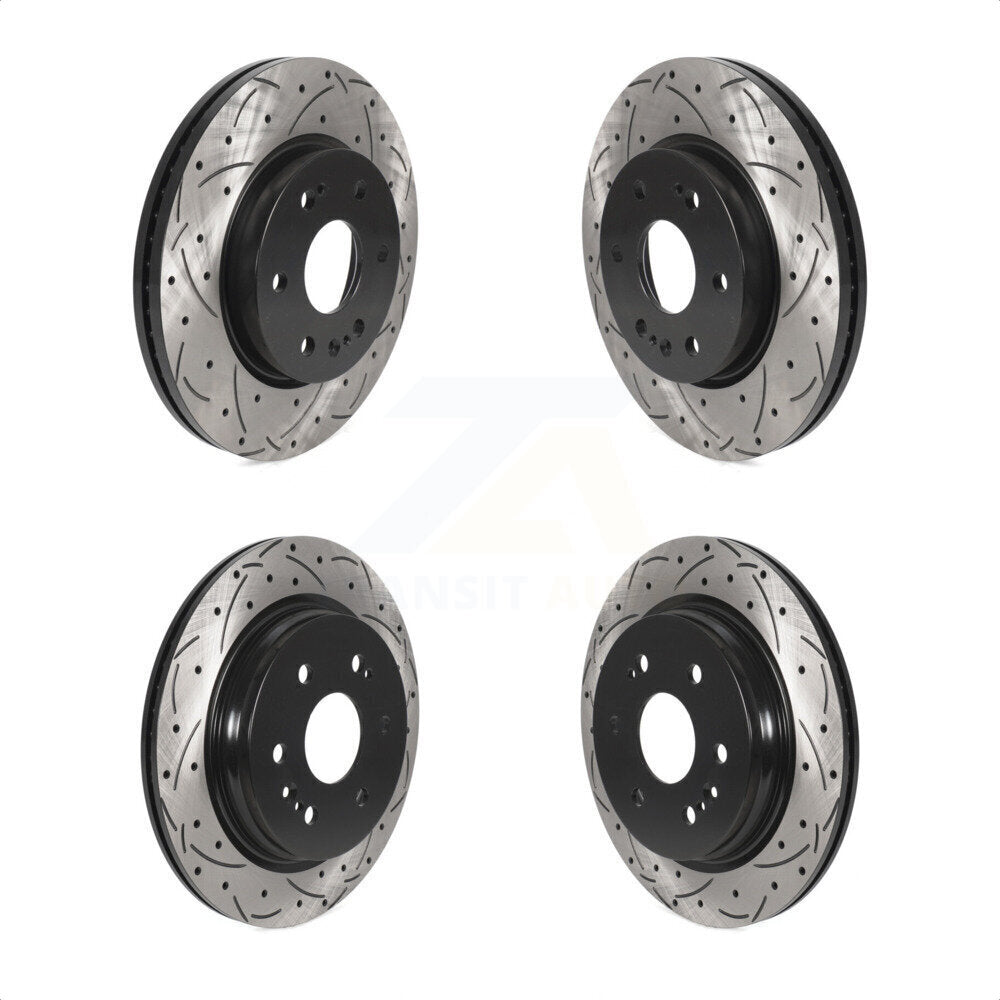 Front Rear Coated Drilled Slotted Disc Brake Rotors Kit For Chevrolet Silverado 1500 GMC Sierra Cadillac Tahoe Yukon Suburban Escalade XL ESV LTD Limited KD-100595