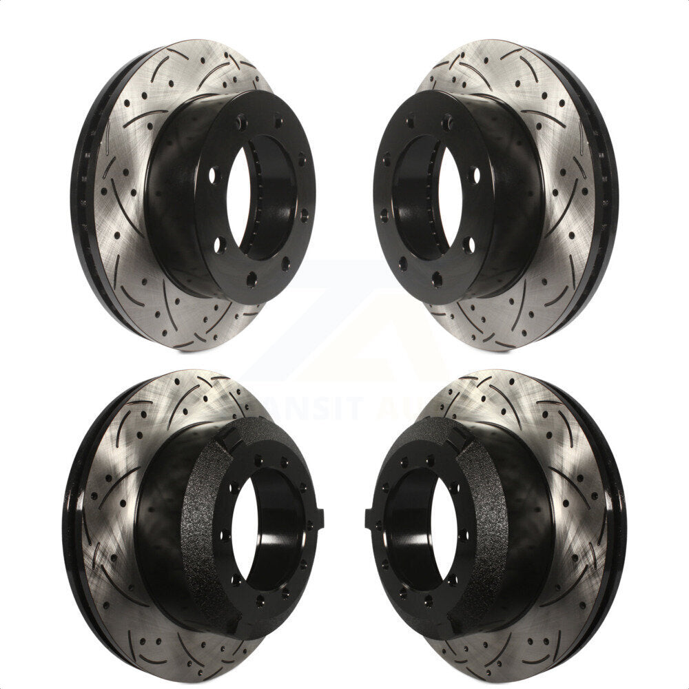 Front Rear Coated Drilled Slotted Disc Brake Rotors Kit For 2005-2009 Ford F-450 Super Duty With 8 Lug Wheels KD-100603