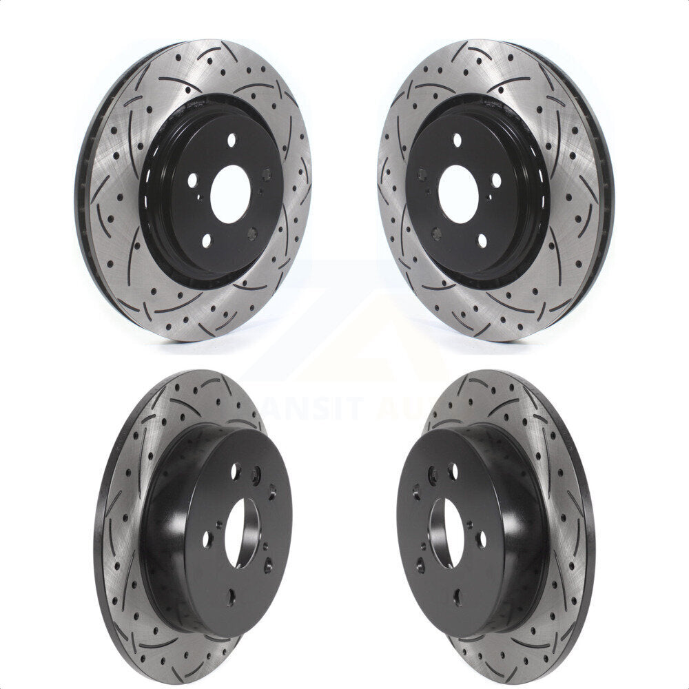 Front Rear Coated Drilled Slotted Disc Brake Rotors Kit For 2022 Toyota Camry TRD With Manual Parking KD-100605