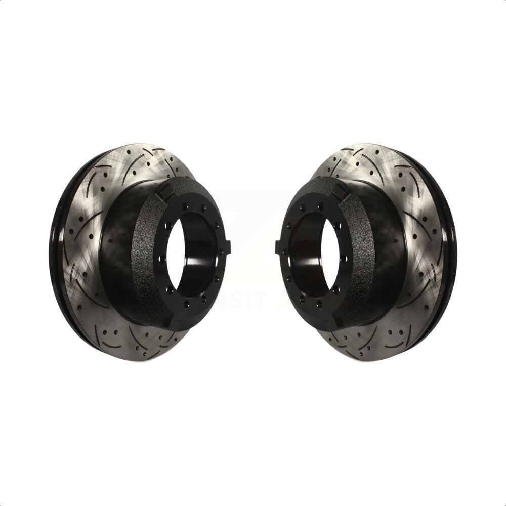 Front Coated Drilled Slotted Disc Brake Rotors Pair For International IC Corporation TerraStar AE School Bus AC Commercial KD-100606