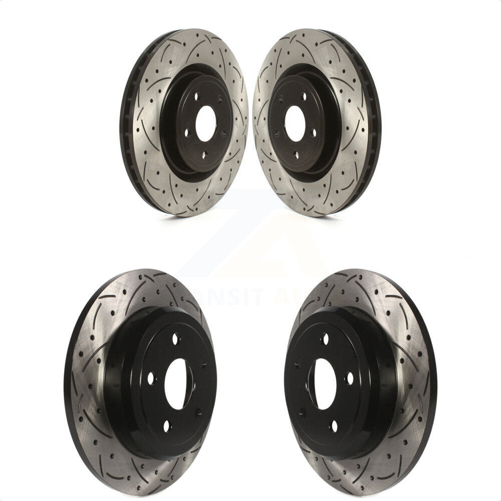 Front Rear Coated Drilled Slotted Disc Brake Rotors Kit For 2012 Jeep Grand Cherokee 6.4L With Solid KD-100607