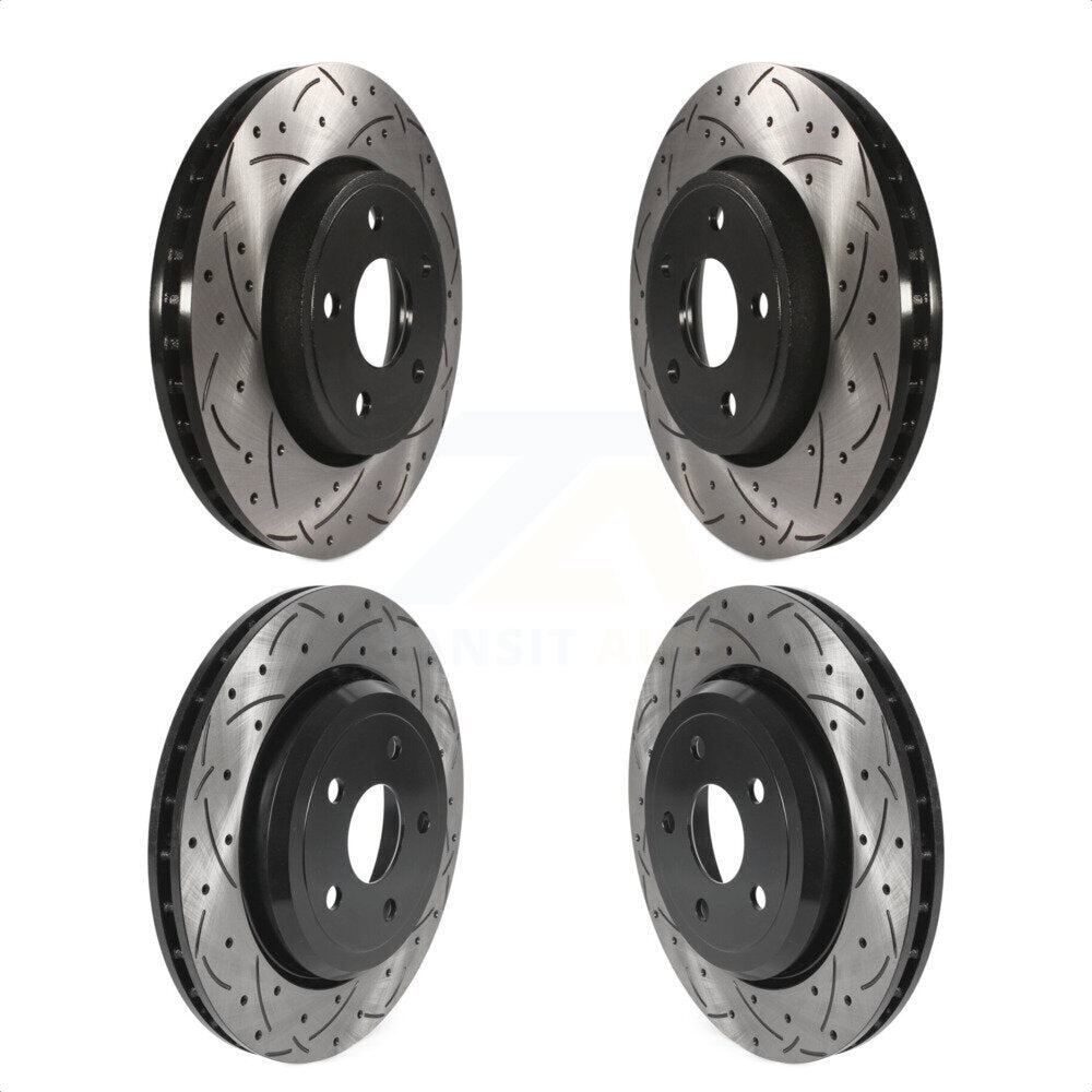Front Rear Coated Drilled Slotted Disc Brake Rotors Kit For 2012 Jeep Grand Cherokee 6.4L With 330mm Diameter Rotor KD-100608