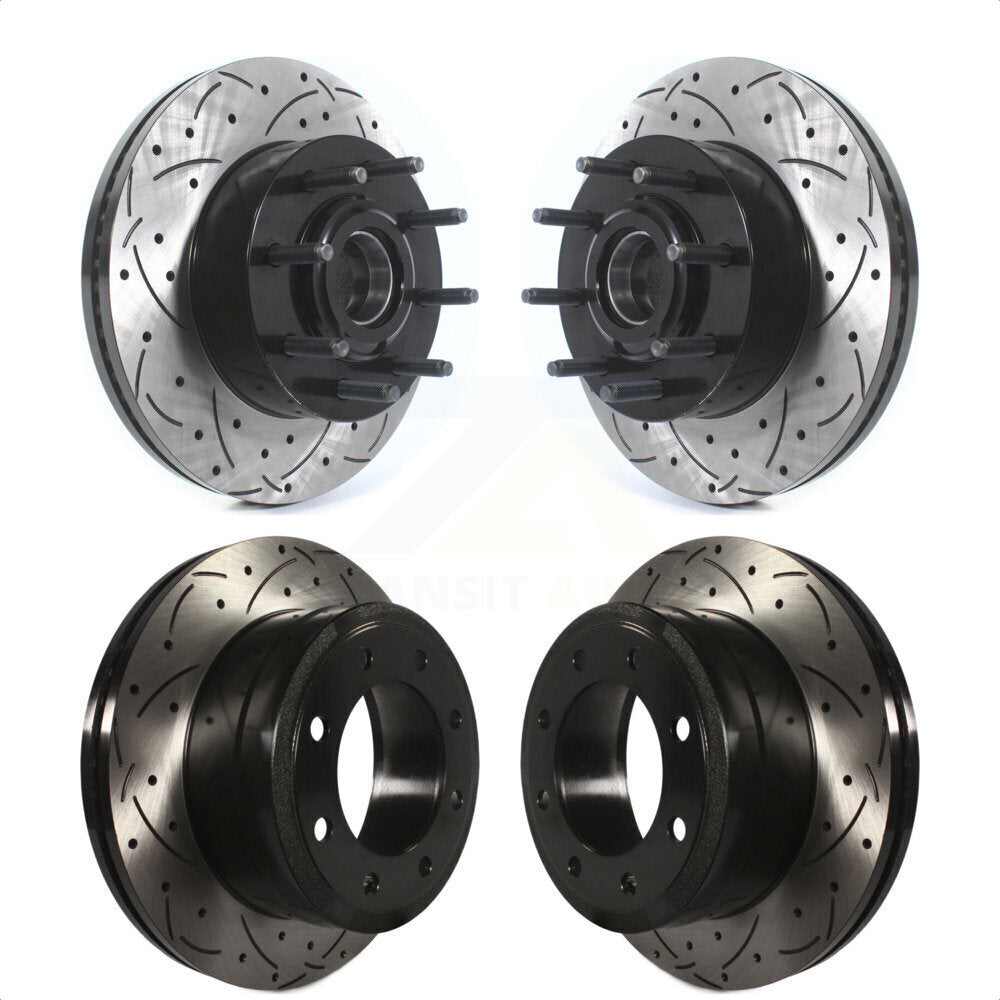 Front Rear Coated Drilled Slotted Disc Brake Rotors Hub Assembly Kit For Ford F-250 Super Duty F-350 KD-100609