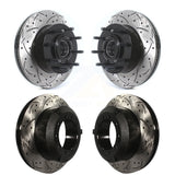 Front Rear Coated Drilled Slotted Disc Brake Rotors Hub Assembly Kit For 2015-2016 Ford F-350 Super Duty Cab & Chassis with RWD With Single Wheels KD-100610