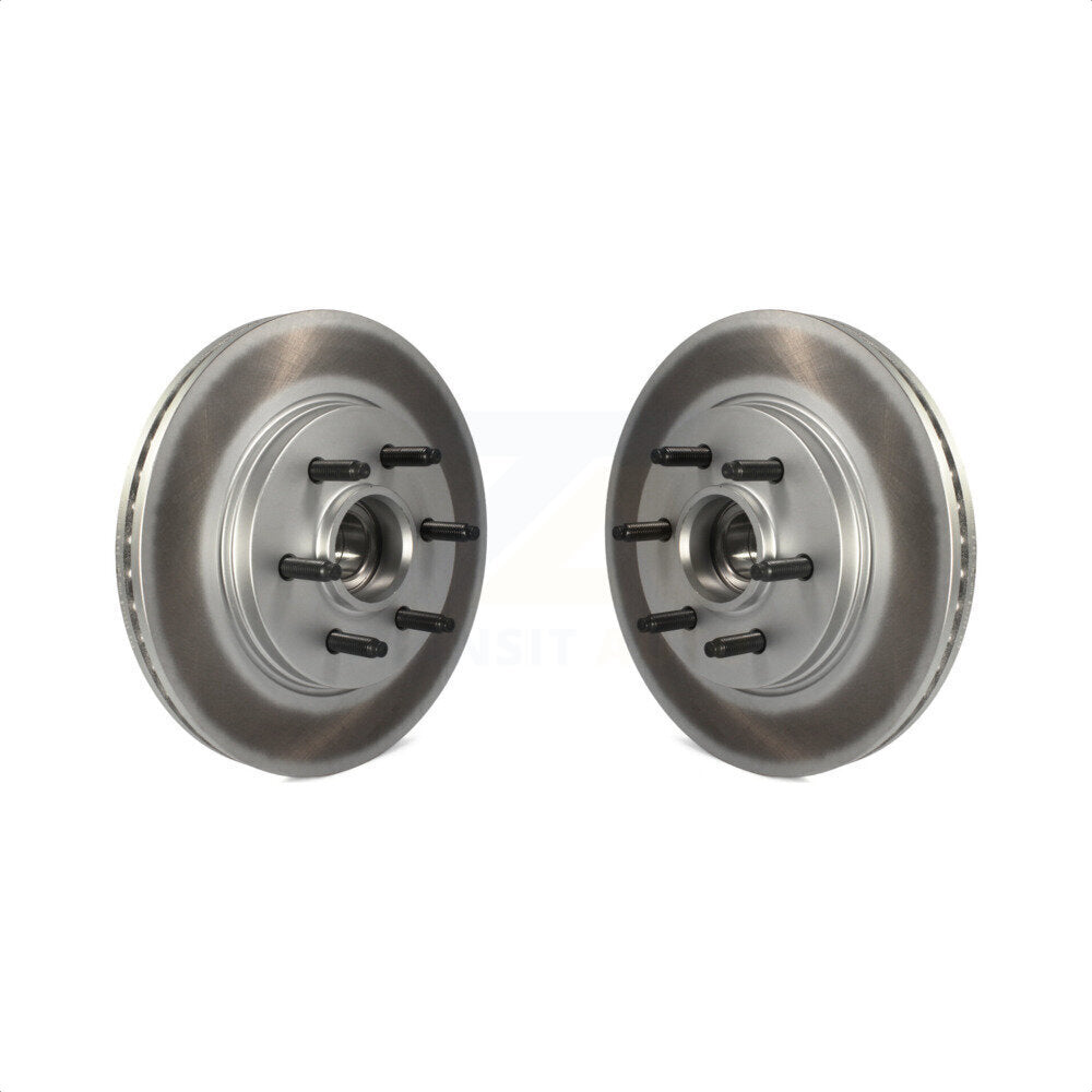 Front Coated Disc Brake Rotors And Hub Assembly Pair For Ford F-150 Lincoln Mark LT With 6 Lug Wheels RWD KG-100007