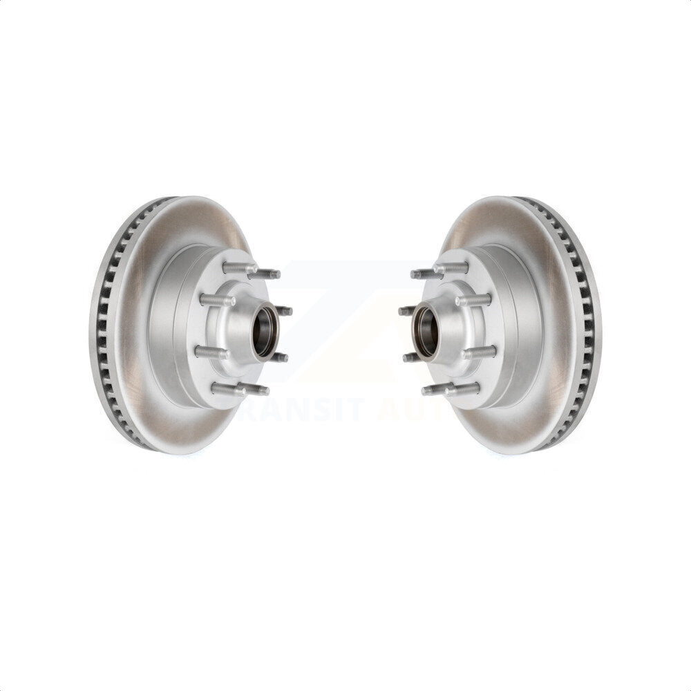 Front Coated Disc Brake Rotors And Hub Assembly Pair For Ford E-350 Super Duty E-250 E-150 E-450 Econoline KG-100009