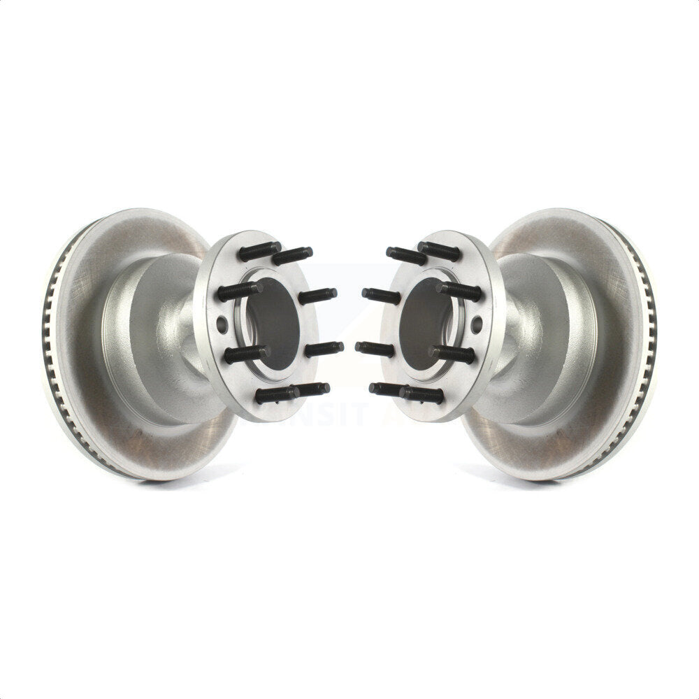 Front Coated Disc Brake Rotors And Hub Assembly Pair For Ford E-350 Super Duty E-450 Econoline KG-101383