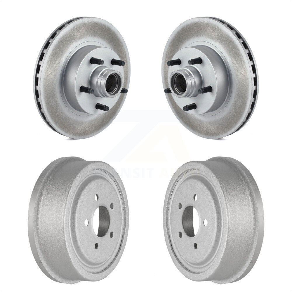 Front Rear Disc Brake Rotors Drums Kit For Ford Ranger With 10" Diameter Drum KG-101469