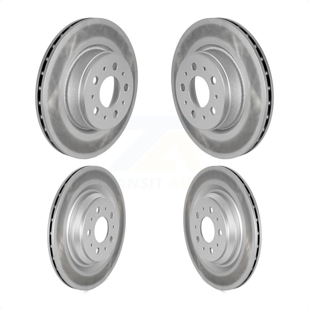 Front Rear Coated Disc Brake Rotors Kit For 2017-2022 Tesla 3 With Gray Painted Calipers KG-101802
