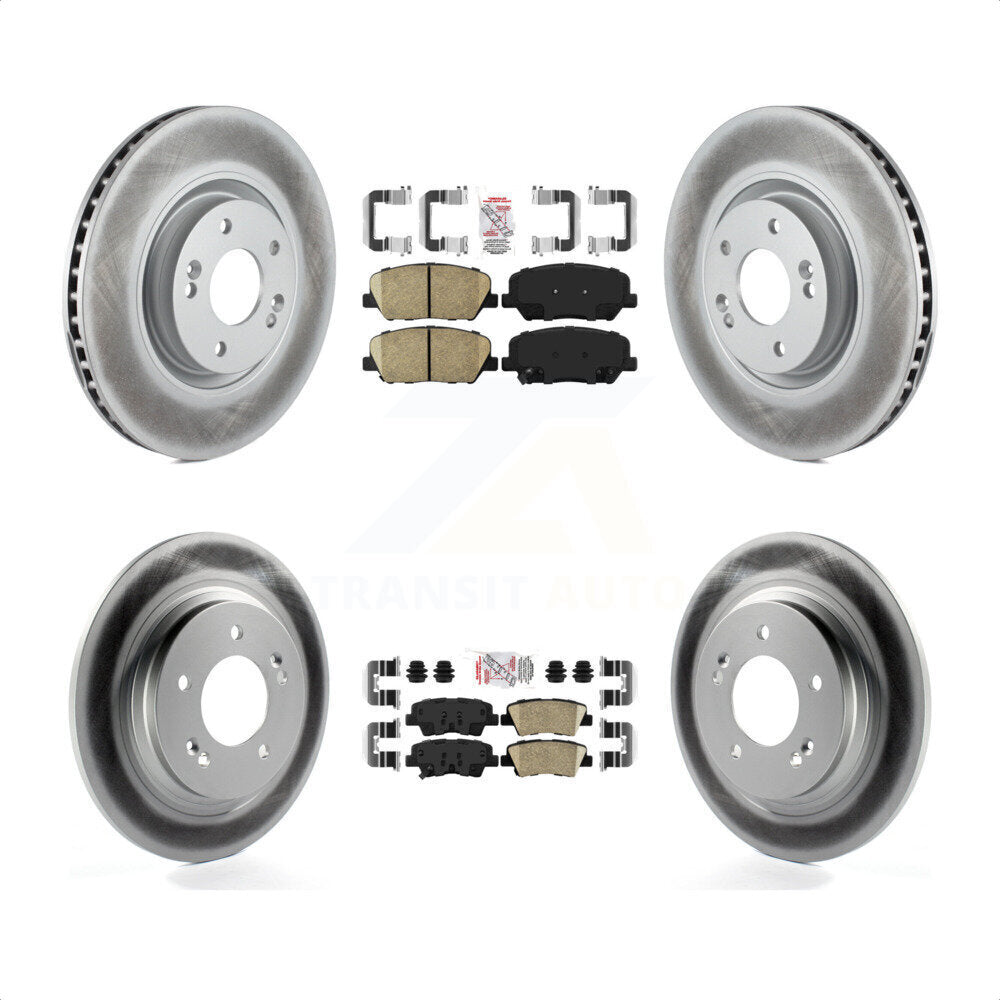 Transit Auto - Front Rear Ceramic Pads And Coated Disc Brake Rotors Kit For 2013-2015 Kia Optima 2.0L With Electric Parking KGA-105217