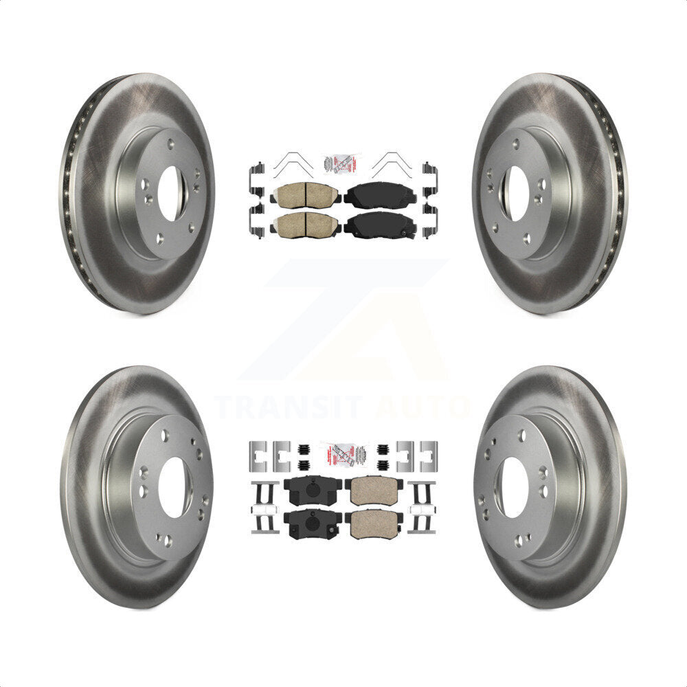 Transit Auto - Front Rear Ceramic Pads And Coated Disc Brake Rotors Kit For 2014-2015 Honda Civic Touring KGA-105249