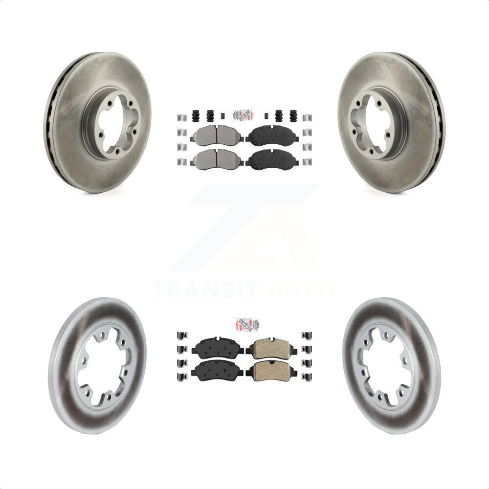 Transit Auto - Front Rear Semi-Metallic Pads And Coated Disc Brake Rotors Kit For 2015-2019 Ford Transit-350 HD With 6 Lug Wheels KGA-105322