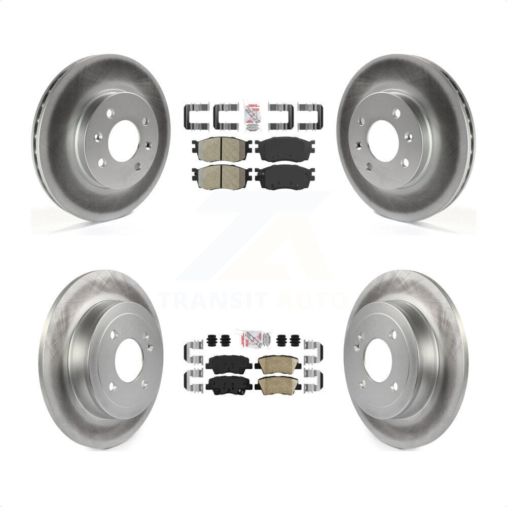 Transit Auto - Front Semi-Metallic Rear Ceramic Pads And Coated Disc Brake Rotors Kit For 2011 Hyundai Accent KGA-105334
