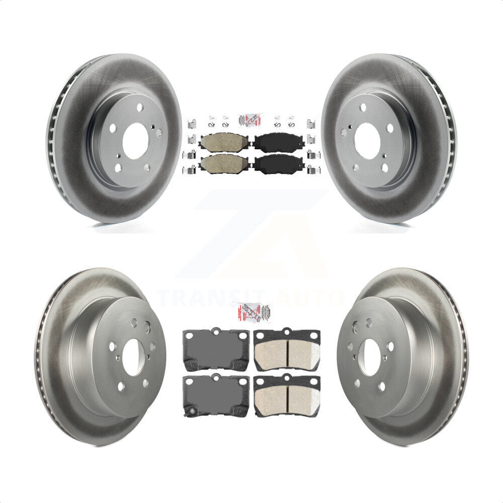 Transit Auto - Front Semi-Metallic Rear Ceramic Pads And Coated Disc Brake Rotors Kit For 2010-2013 Lexus IS250 C Vehicles Built Canadian Market KGA-105336