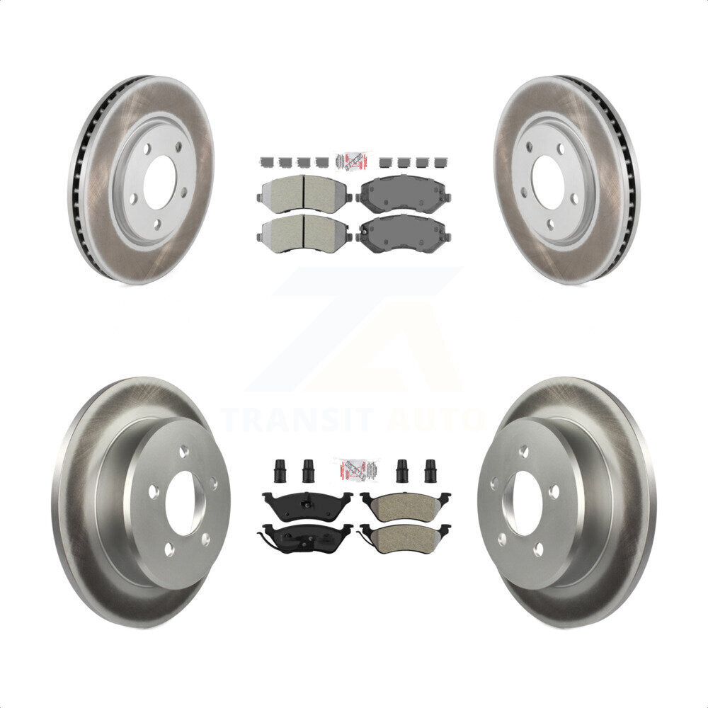 Transit Auto - Front Rear Semi-Metallic Pads And Coated Disc Brake Rotors Kit For Dodge Grand Caravan Chrysler Voyager KGA-105344