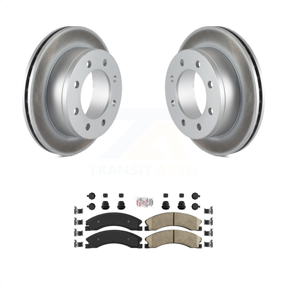 Transit Auto - Rear Coated Disc Brake Rotors And Ceramic Pads Kit For 2010-2011 Chevrolet Express 4500 3.20" Overall Height KGA-105389