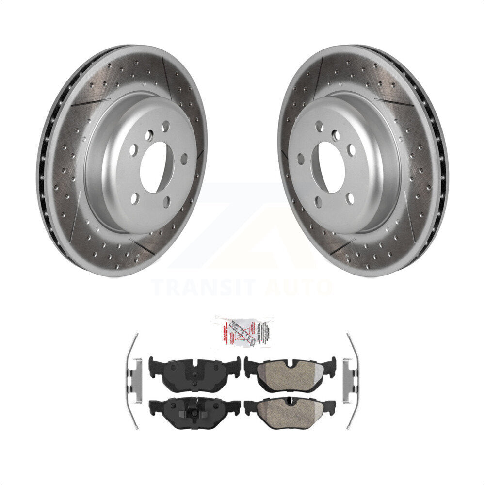 Transit Auto - Rear Coated Disc Brake Rotors And Semi-Metallic Pads Kit For 2013 BMW 328i xDrive 3.0L With 345mm Diameter Rotor KGA-105430