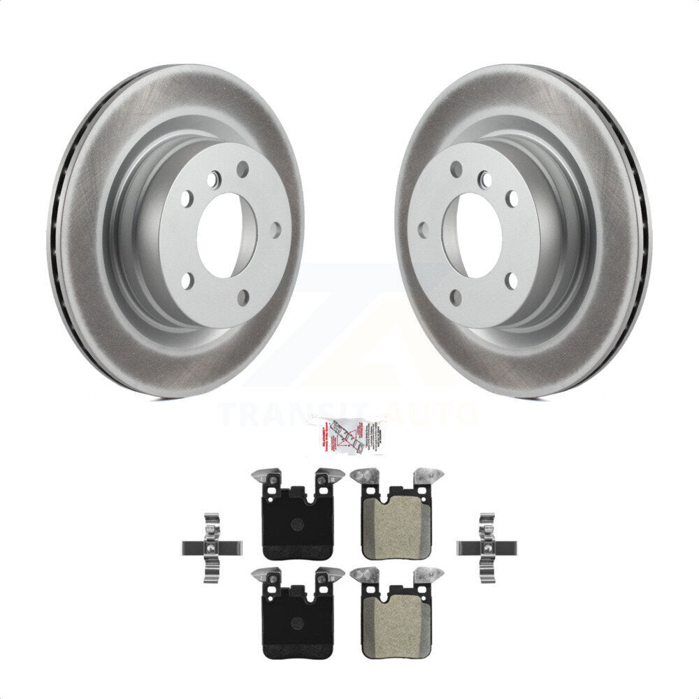 Transit Auto - Rear Coated Disc Brake Rotors And Semi-Metallic Pads Kit For 2014-2015 BMW 328i With Blue Painted Calipers KGA-105431