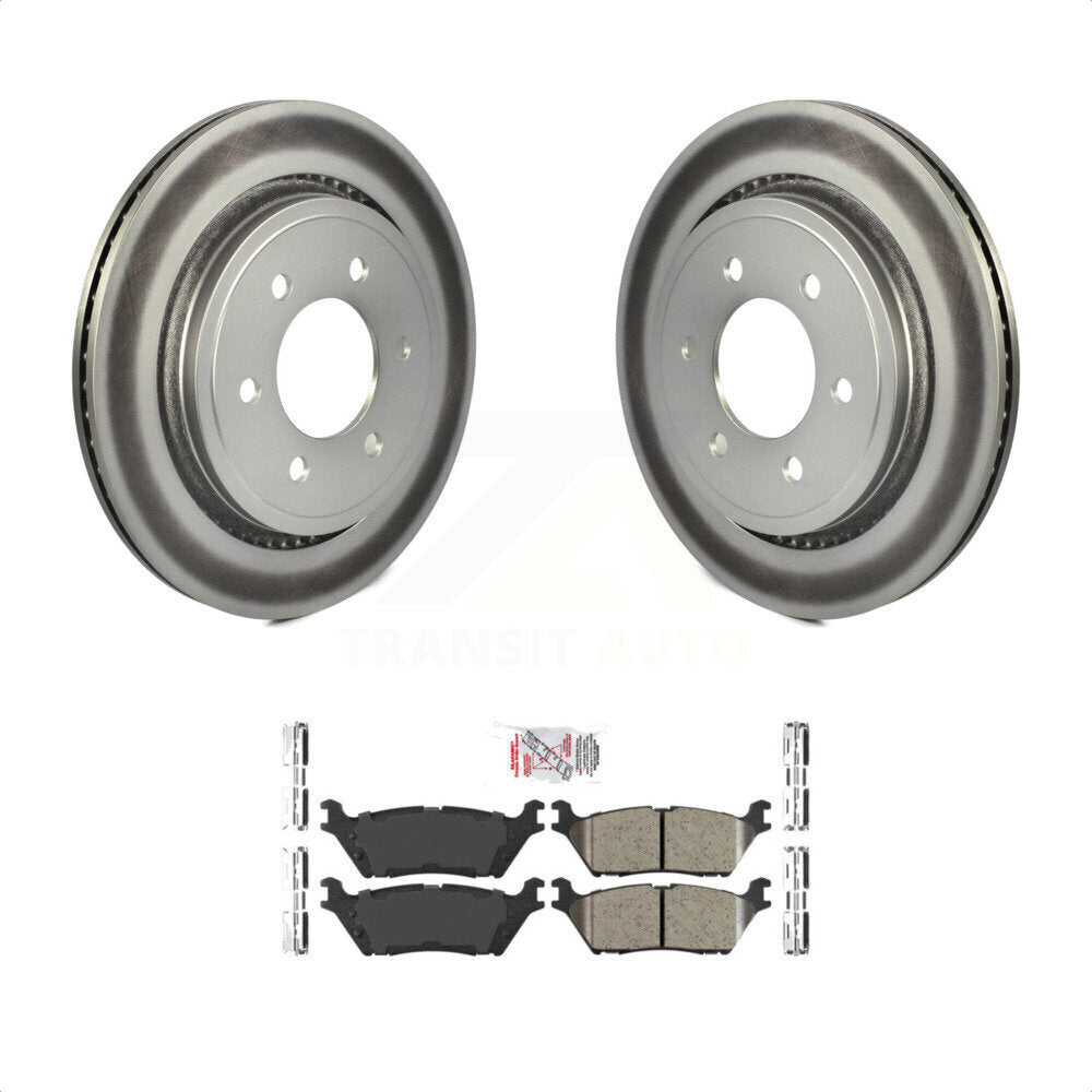 Transit Auto - Rear Coated Disc Brake Rotors And Ceramic Pads Kit For 2015-2017 Ford F-150 With Electric Parking KGA-105453
