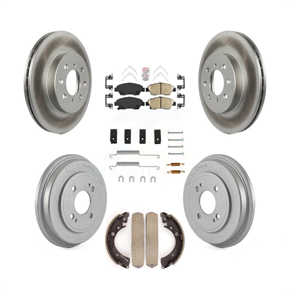 Transit Auto - Front Rear Disc Brake Rotors Ceramic Pads And Coated Drum Kit (7Pc) For Honda Civic With 4 Lug Wheels KGA-105473