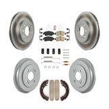 Transit Auto - Front Rear Disc Brake Rotors Ceramic Pads And Coated Drum Kit (7Pc) For Honda Civic With 4 Lug Wheels KGA-105473