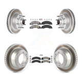 Transit Auto - Front Rear Semi-Metallic Pads And Coated Disc Brake Rotors Hub Assembly Kit For 2009-2010 Ford E-450 Super Duty DIESEL engine With Single Wheels KGA-105532
