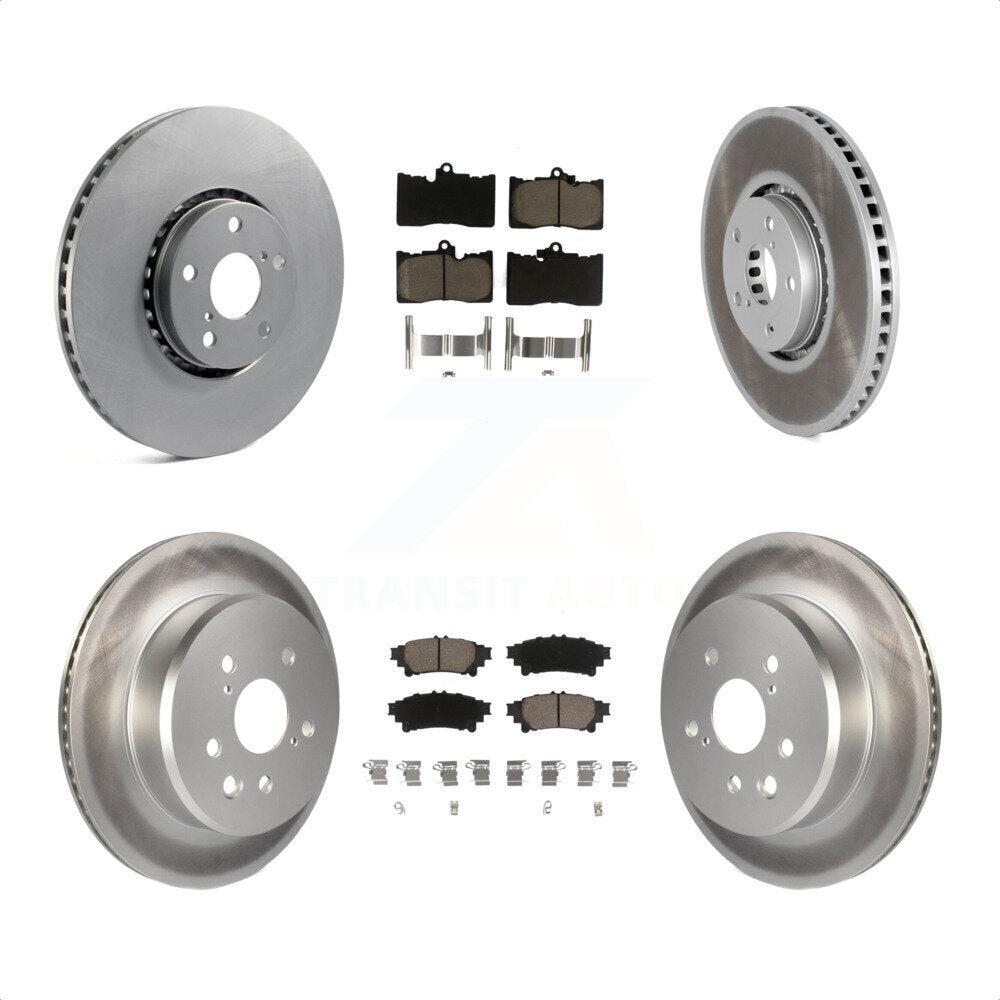 Transit Auto - Front Rear Coated Disc Brake Rotors And Ceramic Pads Kit (6Pc) For Lexus IS200t IS300 IS350 KGC-100008