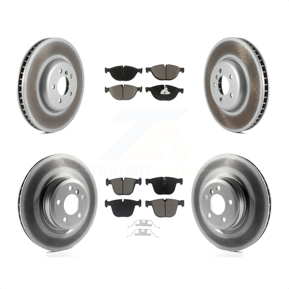 Transit Auto - Front Rear Coated Disc Brake Rotors And Ceramic Pads Kit (6Pc) For BMW 750Li xDrive 750i 550i GT KGC-100014