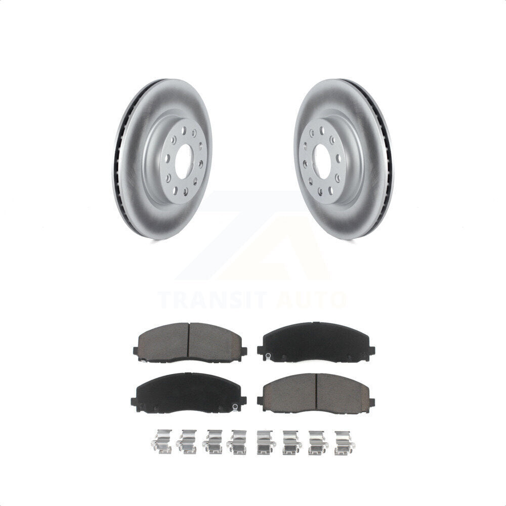 Transit Auto - Front Coated Disc Brake Rotors And Ceramic Pads Kit For 2018-2022 Jeep Wrangler Without Heavy Duty Brakes Code BRY KGC-100022
