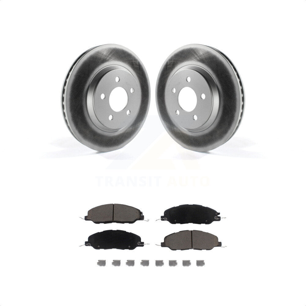 Transit Auto - Front Coated Disc Brake Rotors And Ceramic Pads Kit For Ford Mustang KGC-100056