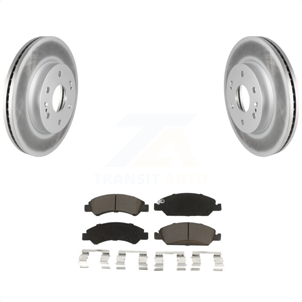 Transit Auto - Front Coated Disc Brake Rotors And Ceramic Pads Kit For 2019 Chevrolet Silverado 1500 LD With 4 Piston Caliper KGC-100098