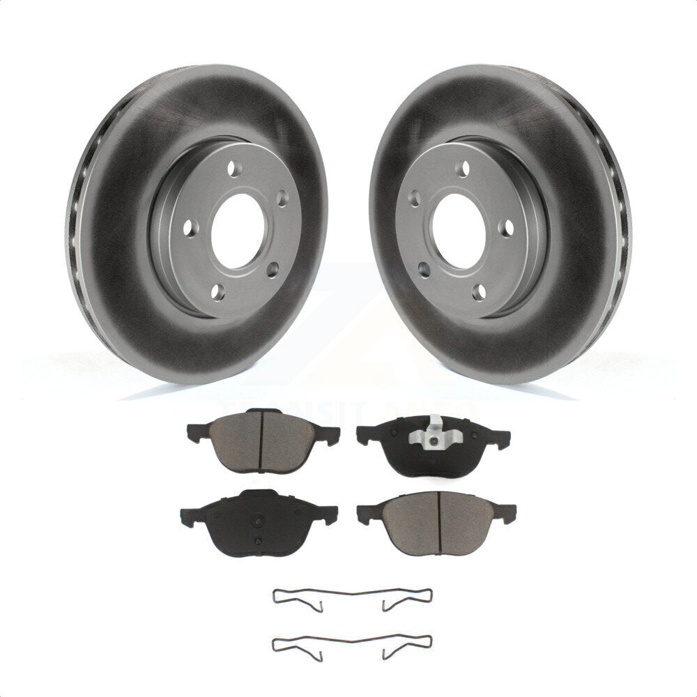 Transit Auto - Front Coated Disc Brake Rotors And Ceramic Pads Kit For Ford Focus C-Max KGC-100115