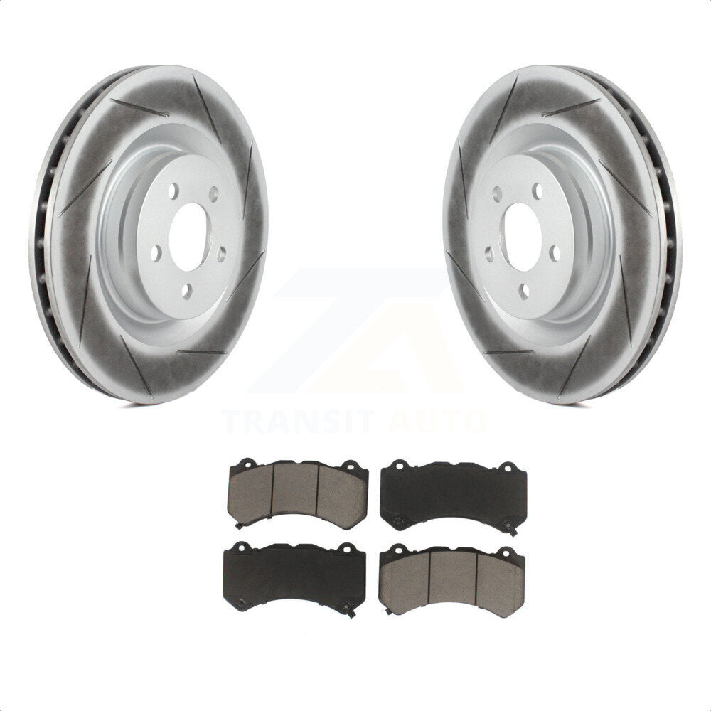 Transit Auto - Front Coated Disc Brake Rotors And Ceramic Pads Kit For Dodge Challenger Charger KGC-100130