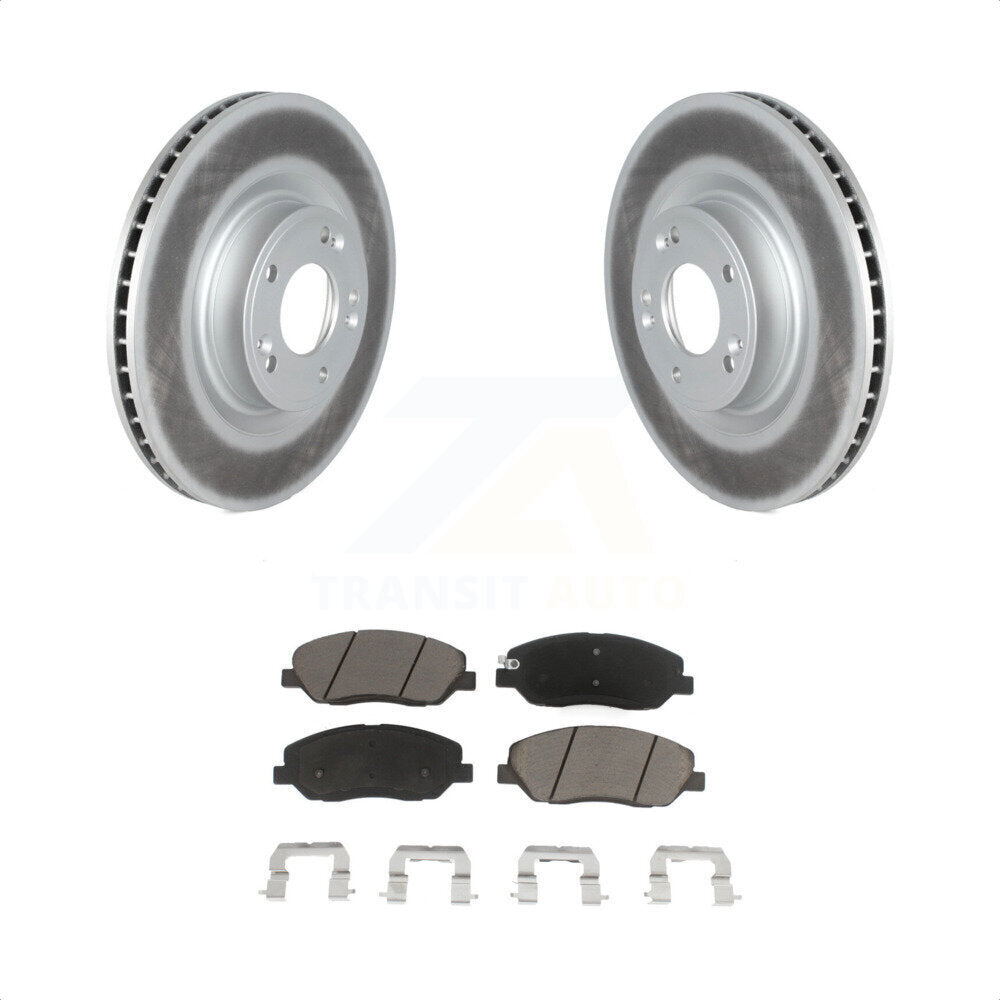 Transit Auto - Front Coated Disc Brake Rotors And Ceramic Pads Kit For 2009-2011 Hyundai Genesis 3.8L KGC-100155