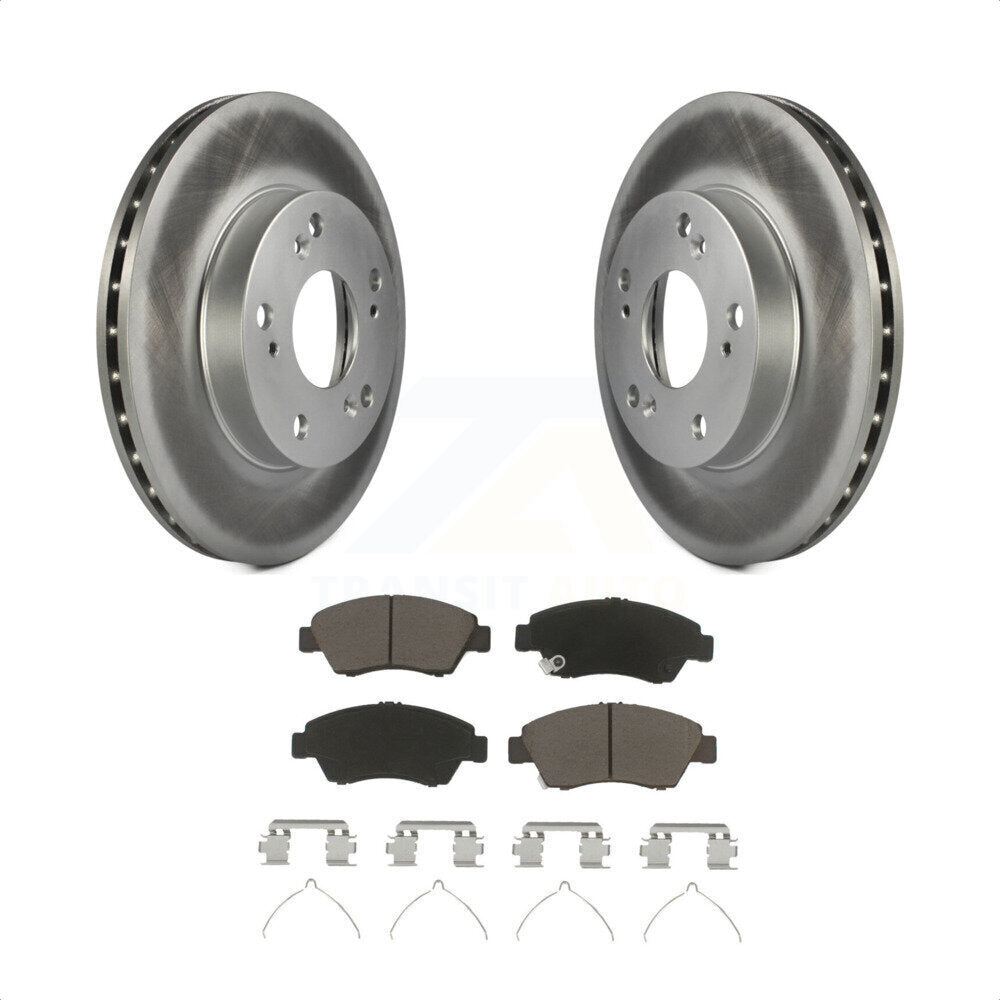 Transit Auto - Front Coated Disc Brake Rotors And Ceramic Pads Kit For Honda Civic Acura RSX CR-Z KGC-100163
