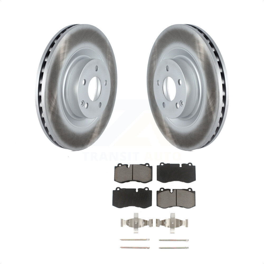 Transit Auto - Front Coated Disc Brake Rotors And Ceramic Pads Kit For Mercedes-Benz S550 SL550 CL550 S600 S400 S350 CL600 S450 KGC-100169