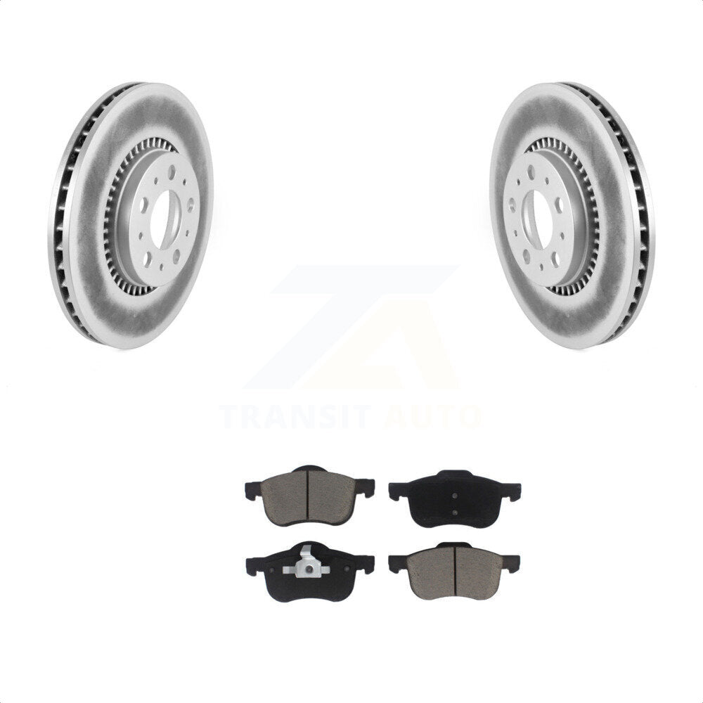 Transit Auto - Front Coated Disc Brake Rotors And Ceramic Pads Kit For Volvo S60 V70 XC70 S80 KGC-100209