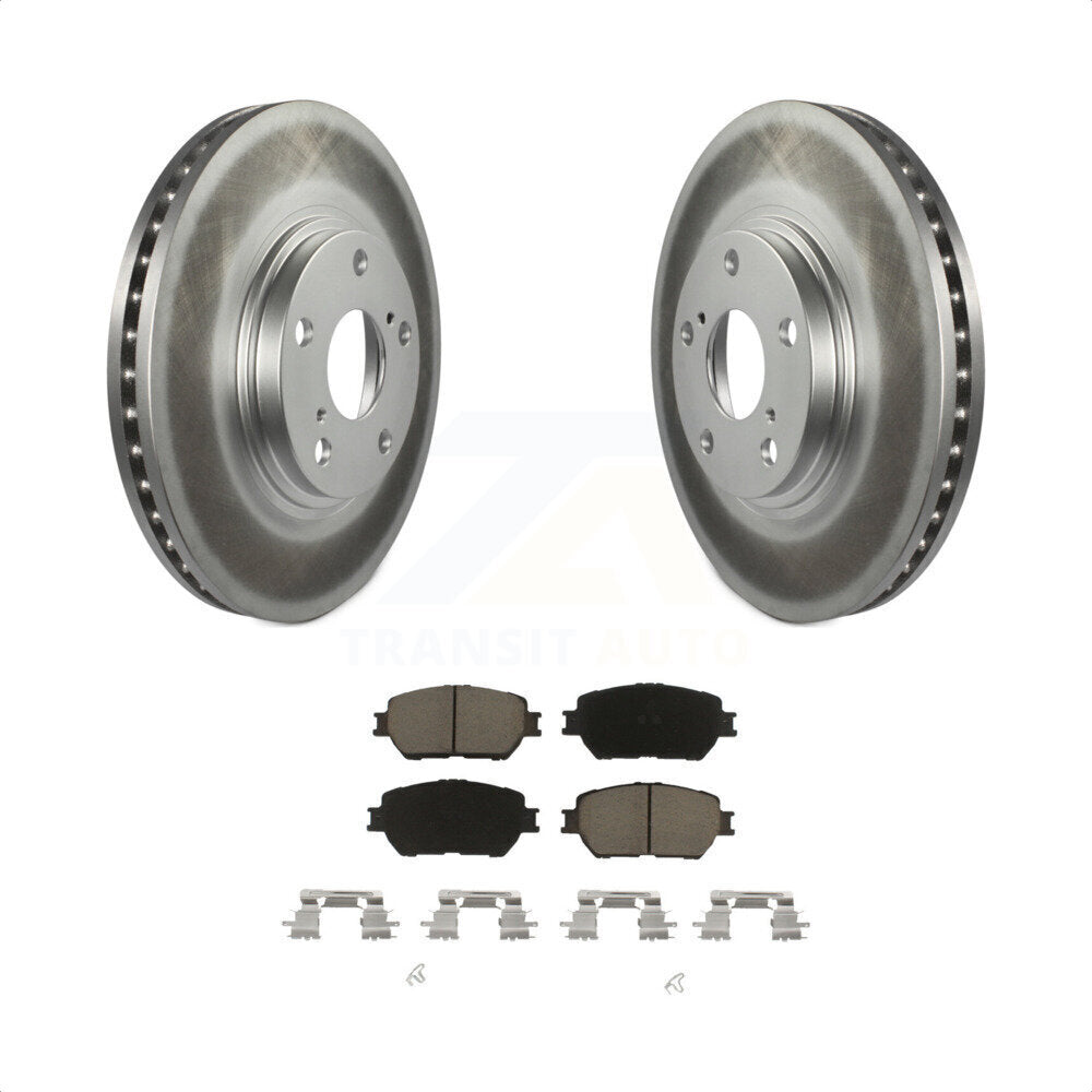 Transit Auto - Front Coated Disc Brake Rotors And Ceramic Pads Kit For 2002-2004 Toyota Camry With 296mm Diameter Rotor Stepped Hat Design KGC-100216