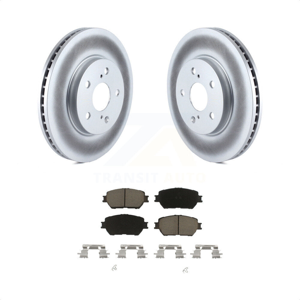 Transit Auto - Front Coated Disc Brake Rotors And Ceramic Pads Kit For 2002-2004 Toyota Camry With 296mm Diameter Rotor Straight Hat Design KGC-100217