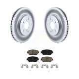 Transit Auto - Front Coated Disc Brake Rotors And Ceramic Pads Kit For 2002-2004 Toyota Camry With 296mm Diameter Rotor Straight Hat Design KGC-100217