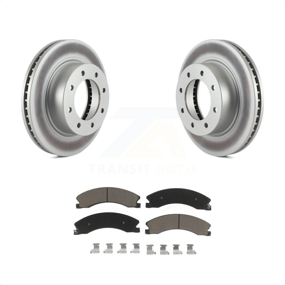Transit Auto - Front Coated Disc Brake Rotors And Ceramic Pads Kit For 2012-2021 Nissan NV2500 NV3500 NV1500 KGC-100236