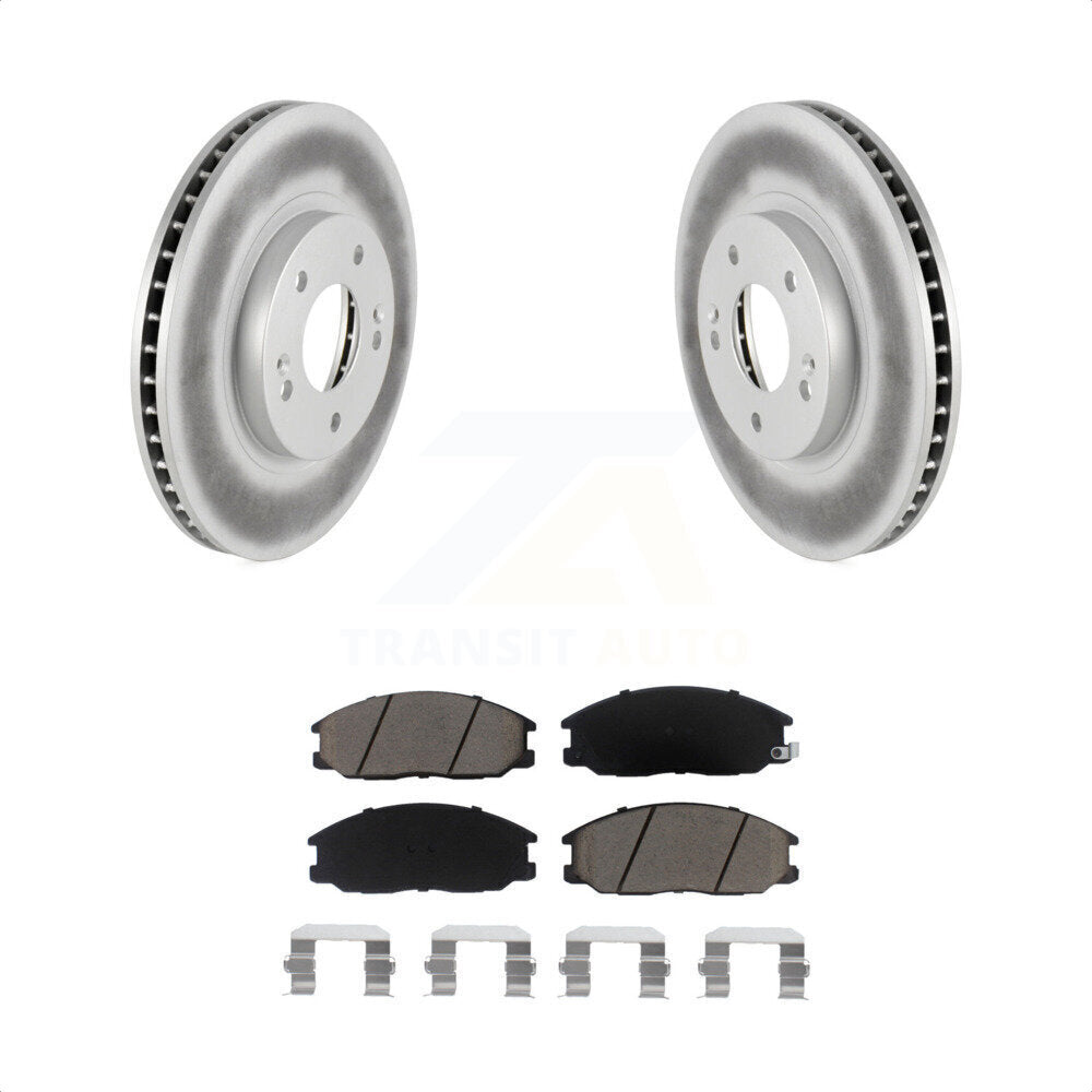 Transit Auto - Front Coated Disc Brake Rotors And Ceramic Pads Kit For 2001-2006 Hyundai Santa Fe With 294mm Diameter Rotor KGC-100274