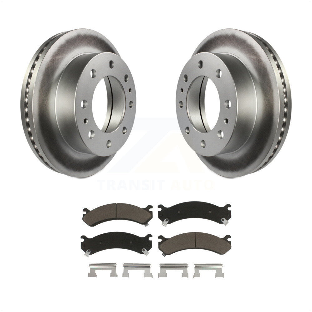 Transit Auto - Front Coated Disc Brake Rotors And Ceramic Pads Kit For Chevrolet Express 3500 GMC Savana Silverado HD Sierra Classic 4500 KGC-100327