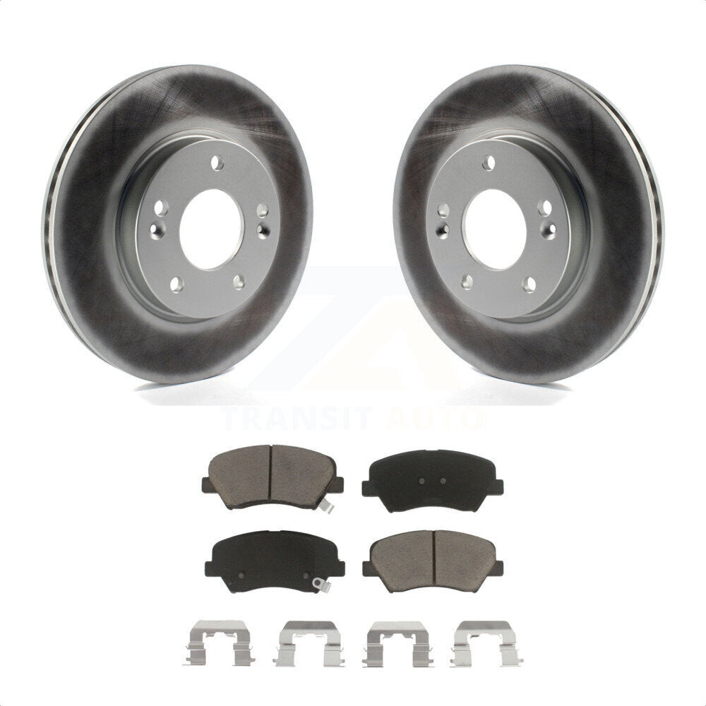 Transit Auto - Front Coated Disc Brake Rotors And Ceramic Pads Kit For Hyundai Elantra Kia Forte Veloster GT Forte5 Coupe Koup KGC-100340