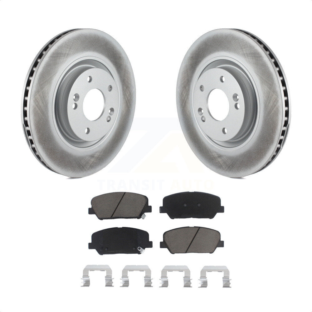 Transit Auto - Front Coated Disc Brake Rotors And Ceramic Pads Kit For 2011-2015 Kia Optima 2.0L KGC-100351